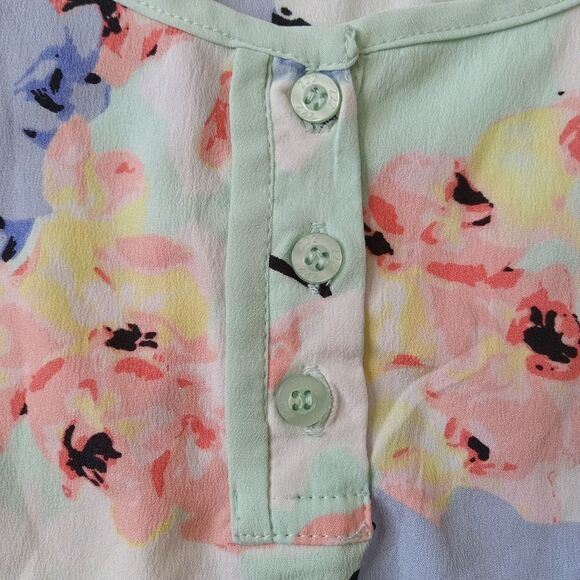 Adam Levine Colorful Pastel Flowers Lightweight Sleeveless Blouse Women's Large - Picture 7 of 12